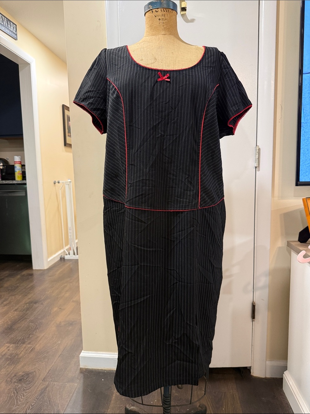 torrid Black Pinstripe Top with Red Trim